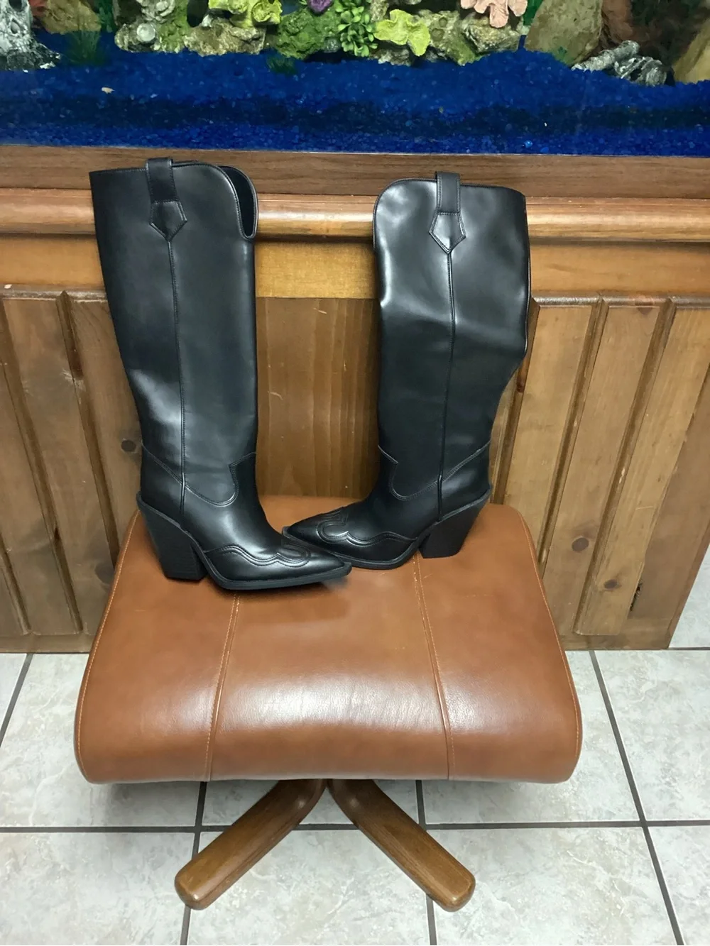 Abound Black Over-the-Knee Western Block Heel Boots